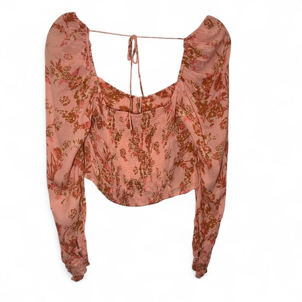 Free People Hilary Pink Floral Printed Top Cottagecore Boho Small - Picture 3 of 5